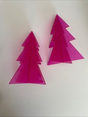 Pink Acrylic Tree Decor Pair